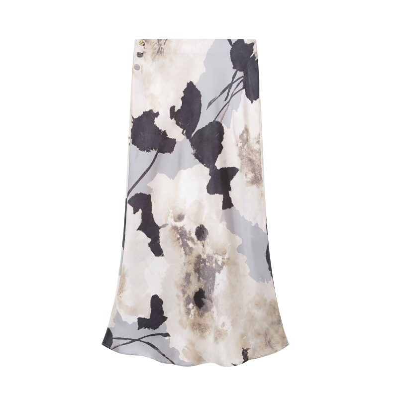 Silk Satin Printed Shirt and Midi Set - Image 3