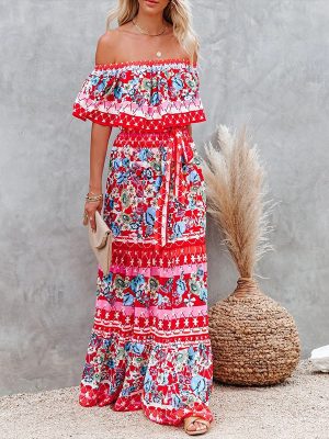 Off Shoulder Printed Long Hem Summer Dress