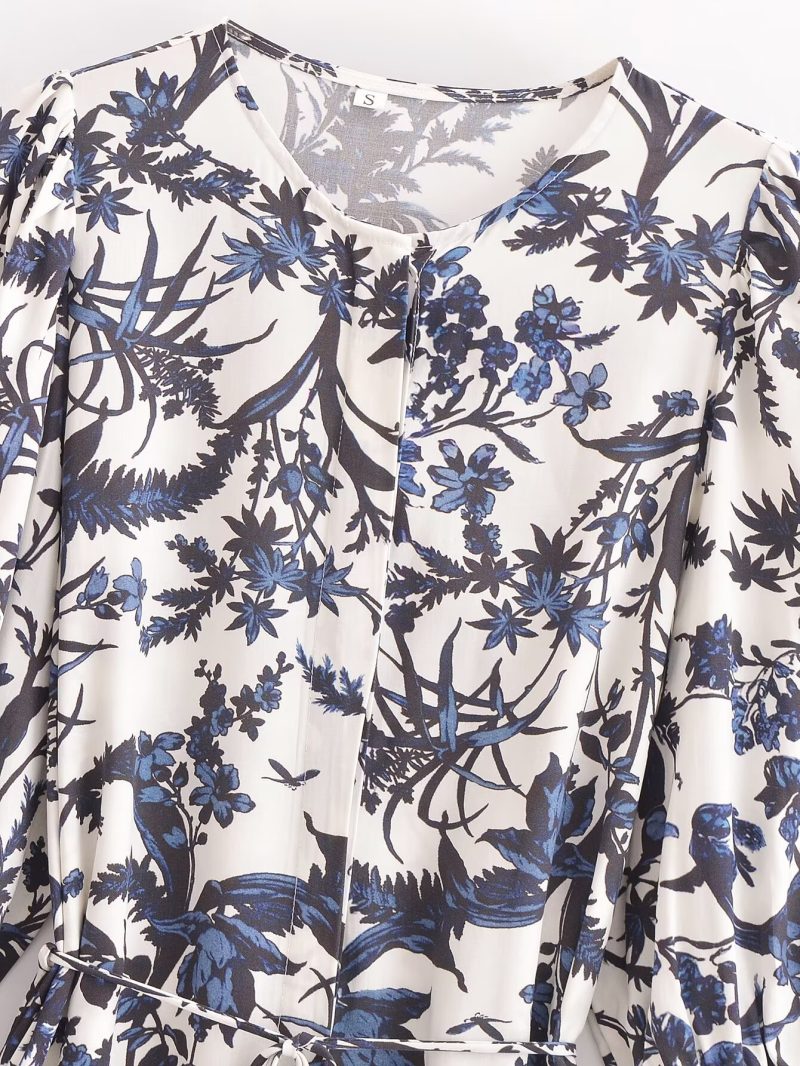 Bohemian Printed Rayon Belted Mid Length Dress - Image 3