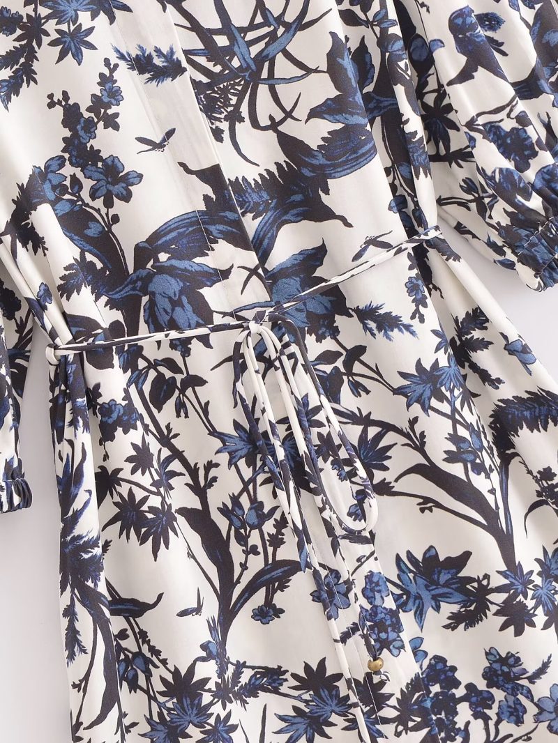 Bohemian Printed Rayon Belted Mid Length Dress - Image 4