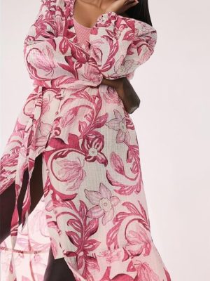 Bohemian Floral Cotton Belted Vacation Dress