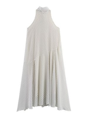 Polka Dot Sleeveless Hanging Collar Summer Dress