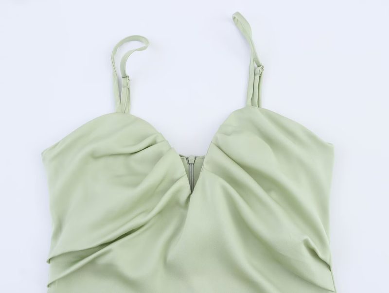 Spring Silk Satin Midi Dress with Heart Collar - Image 4