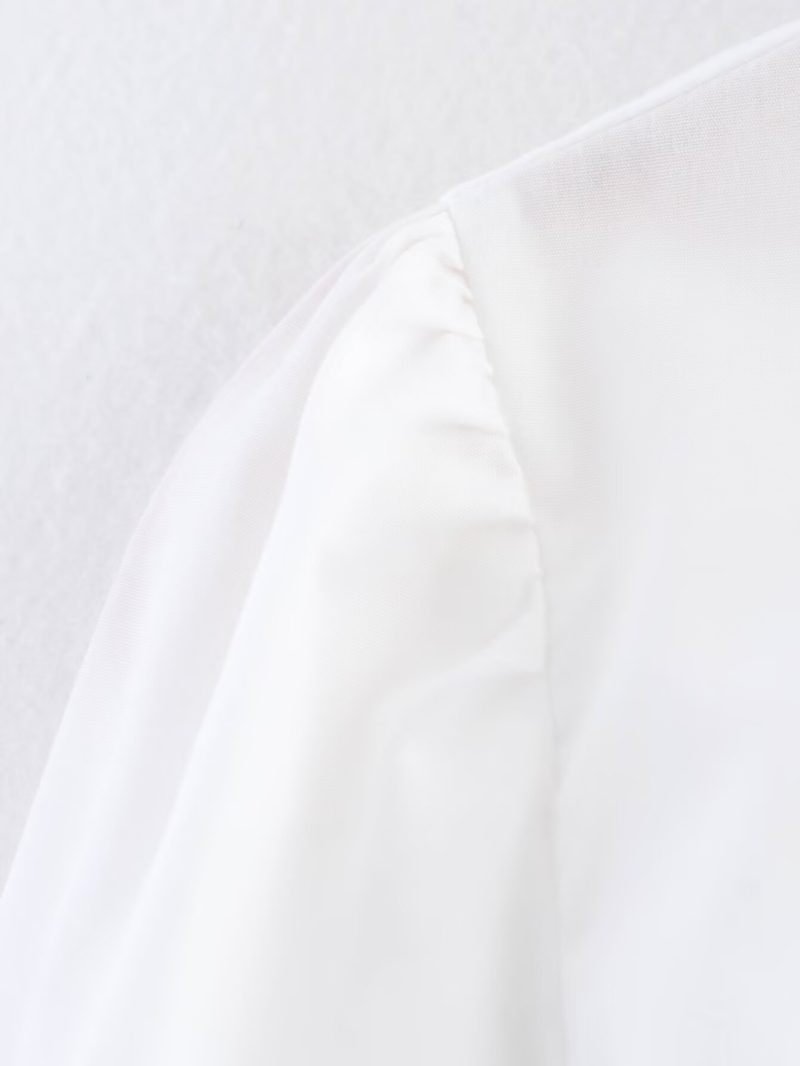 Spring Cutout Embroidered Cotton Blouse for Women - Image 4