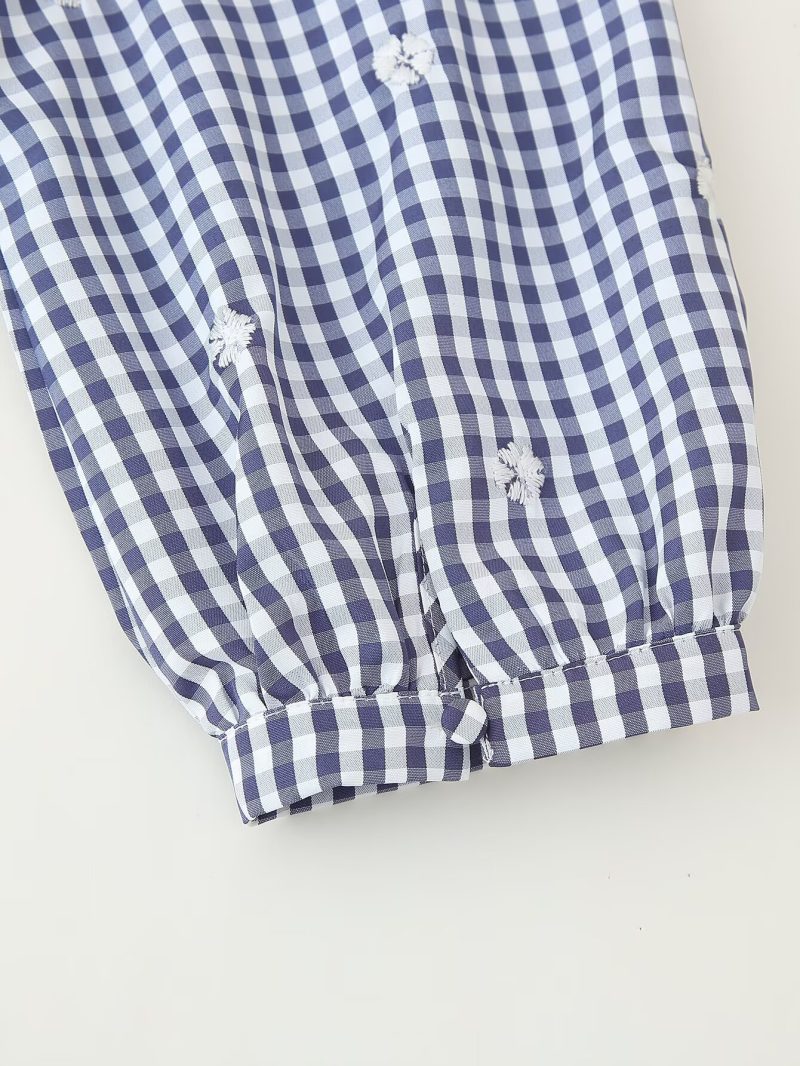 Fashionable Embroidered Plaid Top for Women - Image 4