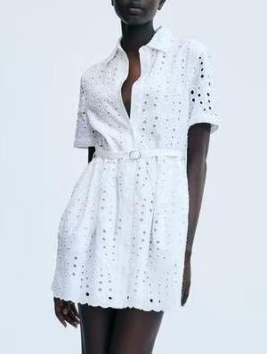 Women’s Summer French Cutout Embroidered Cotton Dress