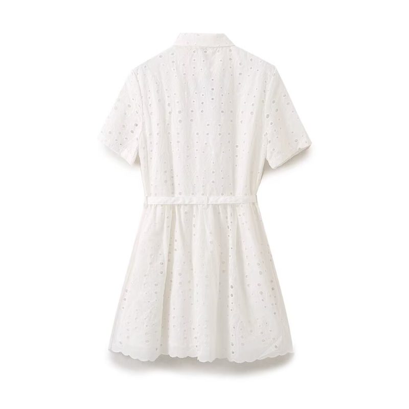 Women’s Summer French Cutout Embroidered Cotton Dress - Image 3