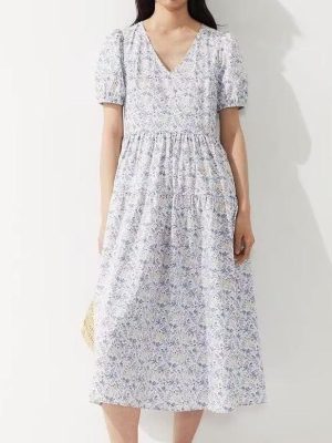Summer Bohemian Floral Print Casual Beach Dress