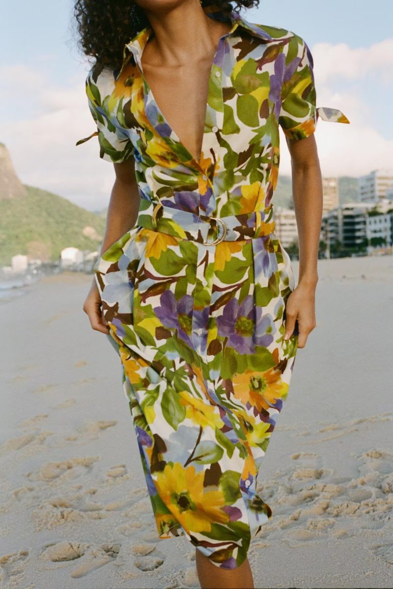 Women’s Printed Poplin Dress for Warmer Seasons