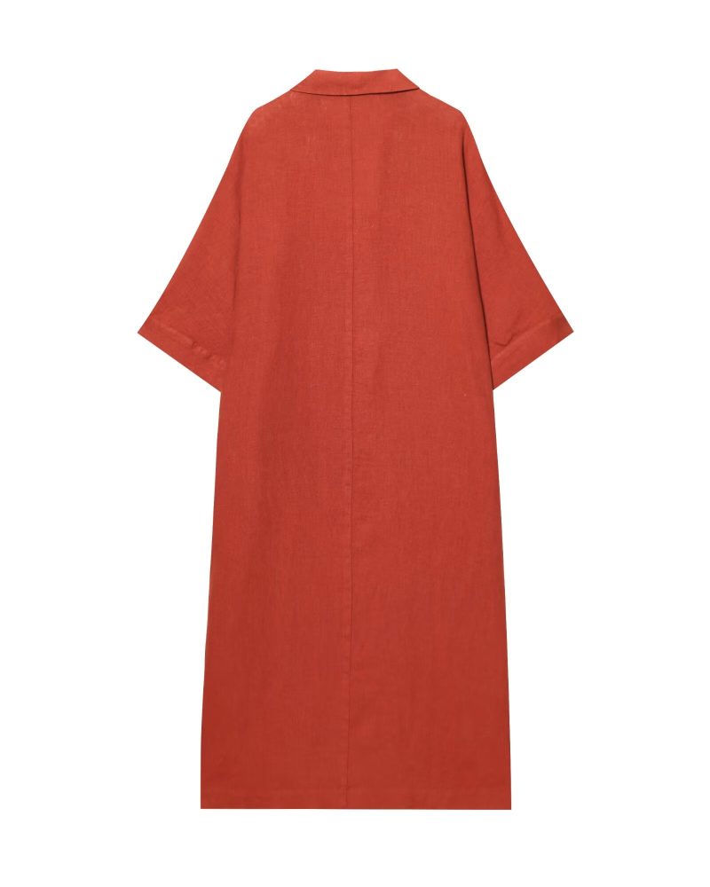 Women’s Solid Polo Collar Casual Shirt Dress - Image 4
