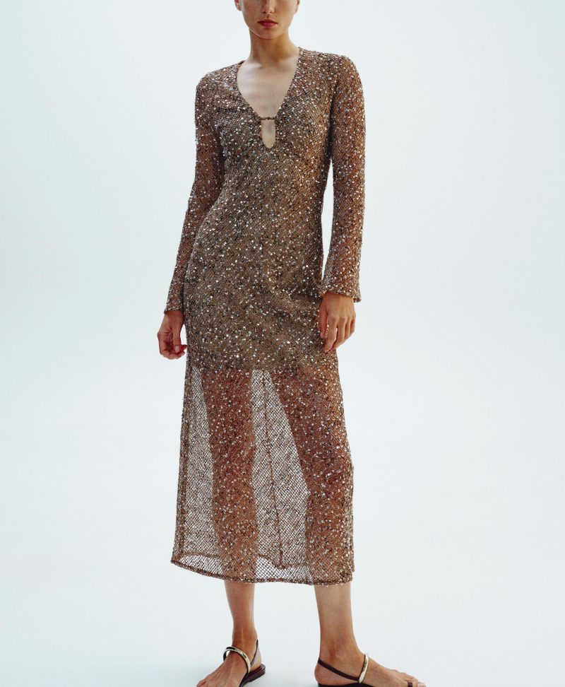 Casual Spring Sequin Shirt Dress for Women