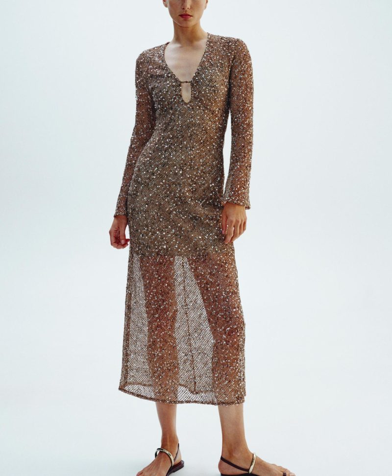 Casual Spring Sequin Shirt Dress for Women