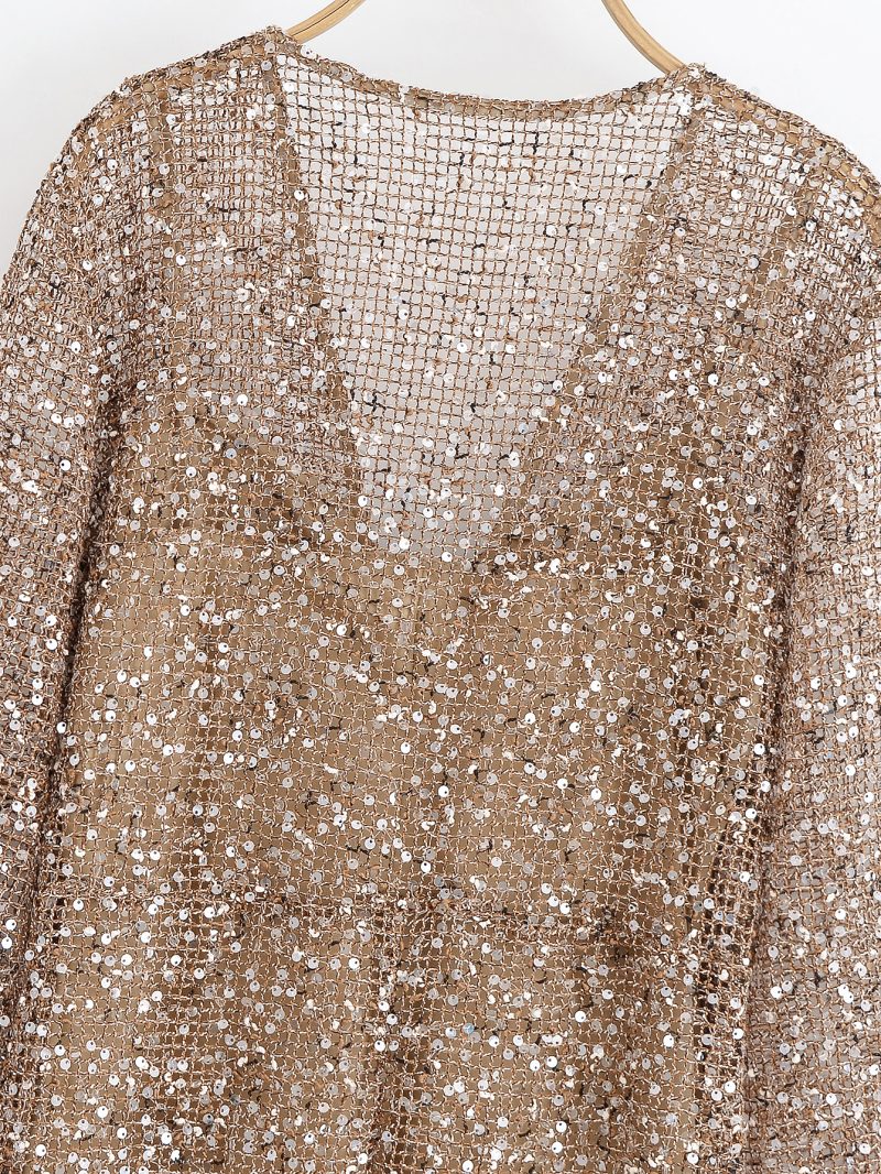 Casual Spring Sequin Shirt Dress for Women - Image 4