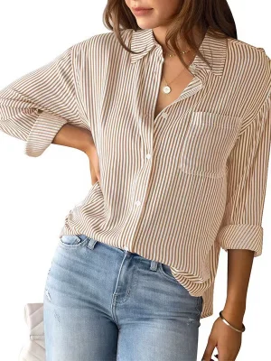 Women’s Striped Loose Fit Long Sleeve Cardigan