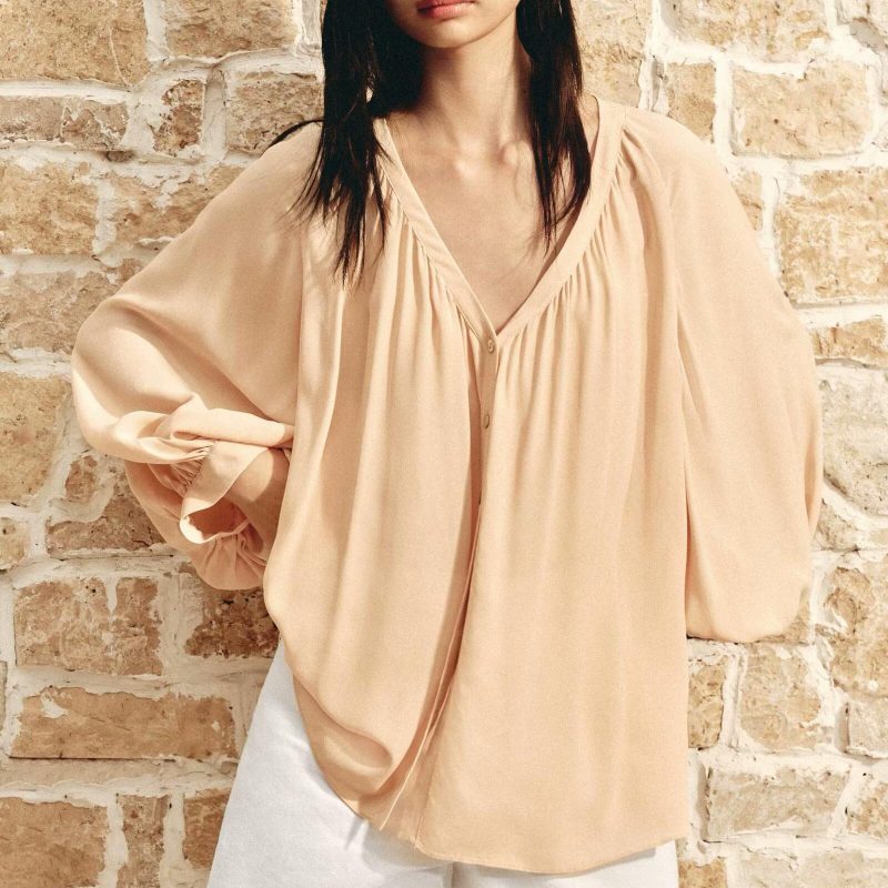 Casual V-Neck Long Sleeve Blouse Women