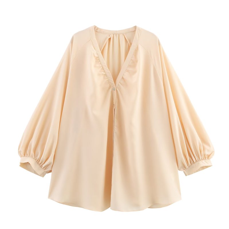 Casual V-Neck Long Sleeve Blouse Women - Image 2