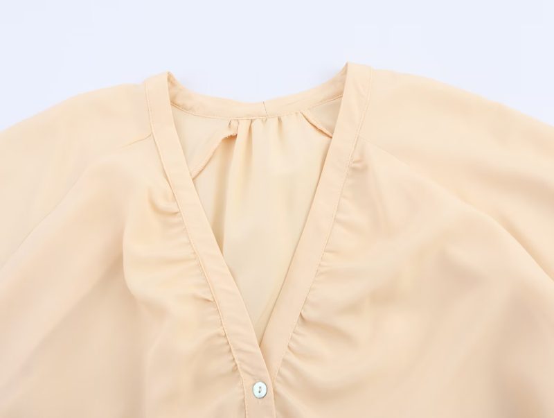Casual V-Neck Long Sleeve Blouse Women - Image 3