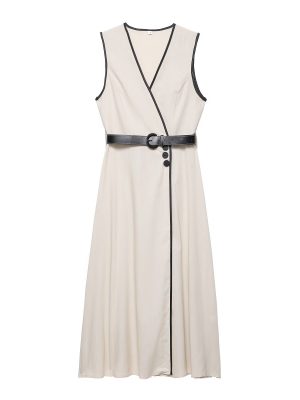 Summer Belted Blended Fabric Midi Dress