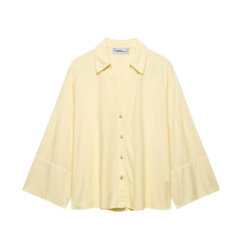 Women’s Linen Blend Wide Sleeve Summer Shirt - Image 2