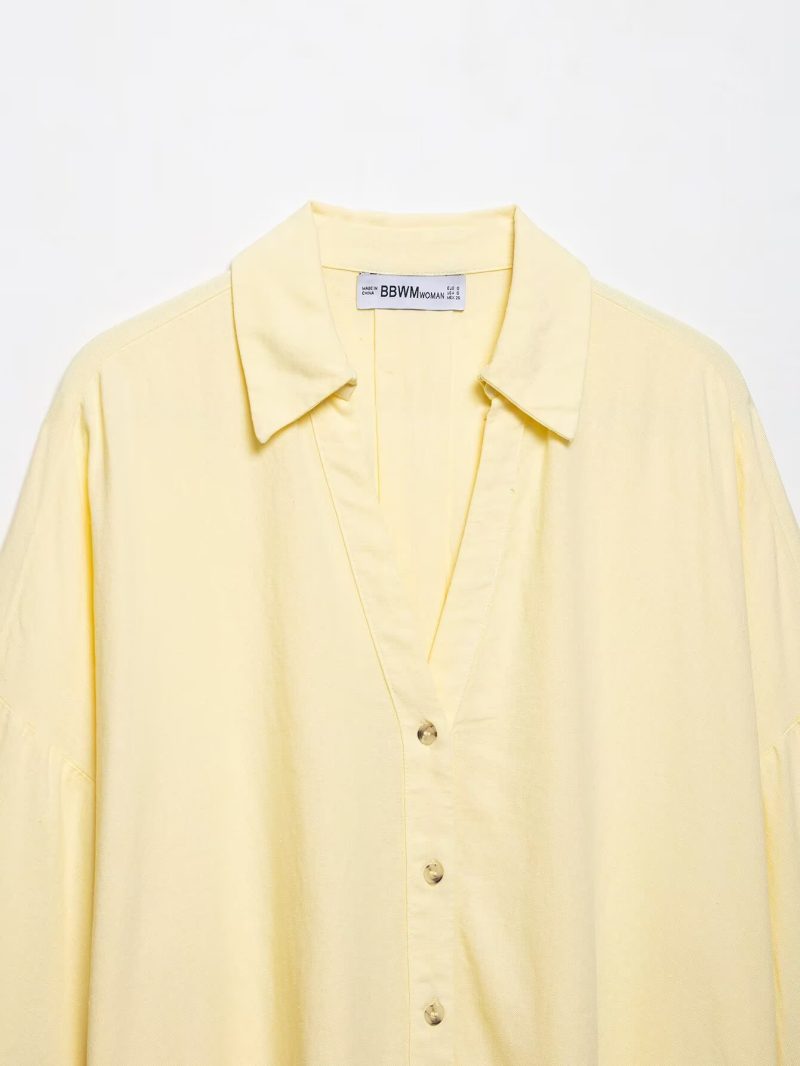 Women’s Linen Blend Wide Sleeve Summer Shirt - Image 3