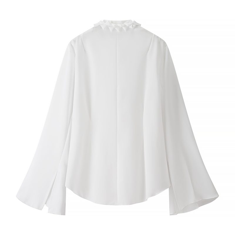 Women’s Summer Single Breasted White Blouse - Image 2