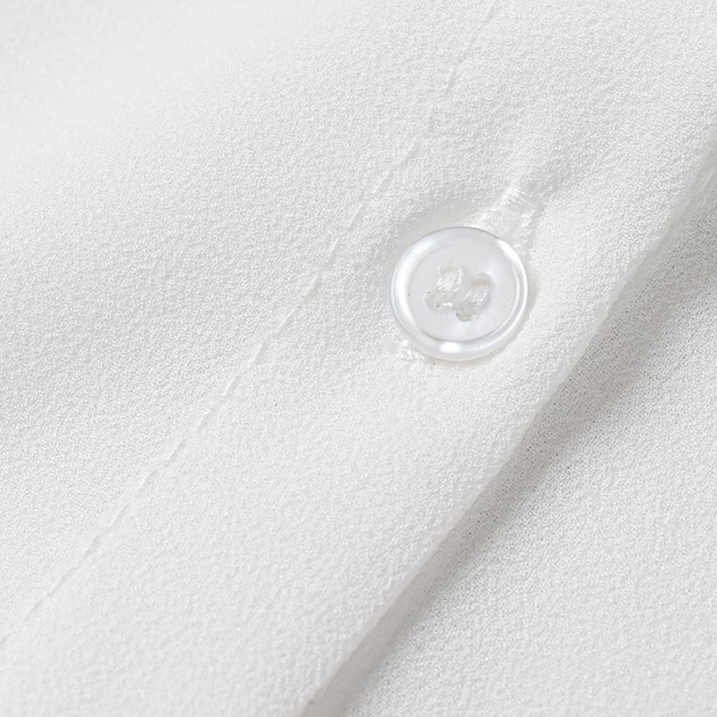 Women’s Summer Single Breasted White Blouse - Image 3