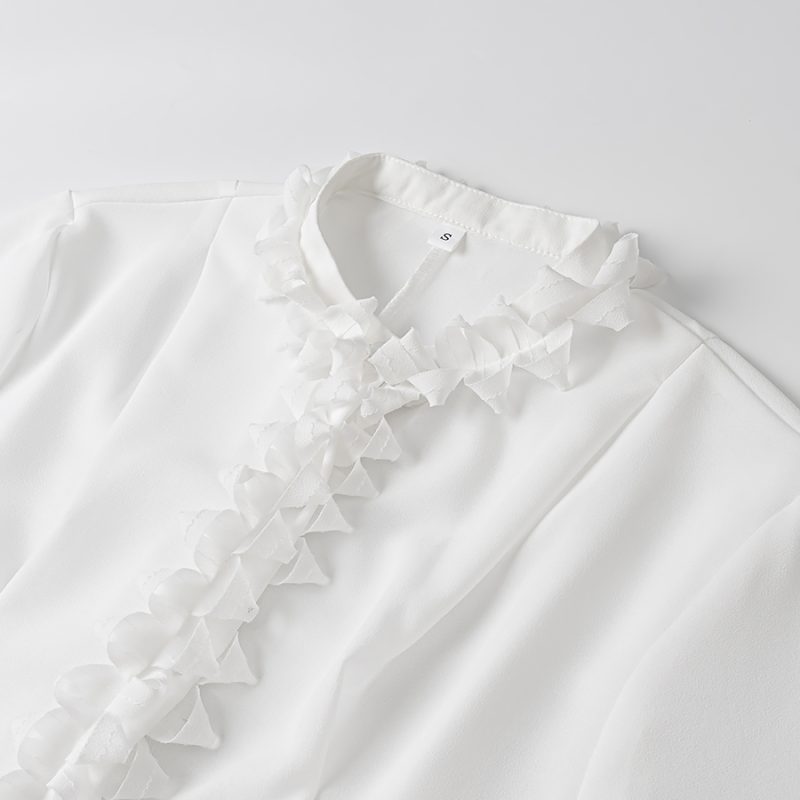 Women’s Summer Single Breasted White Blouse - Image 4
