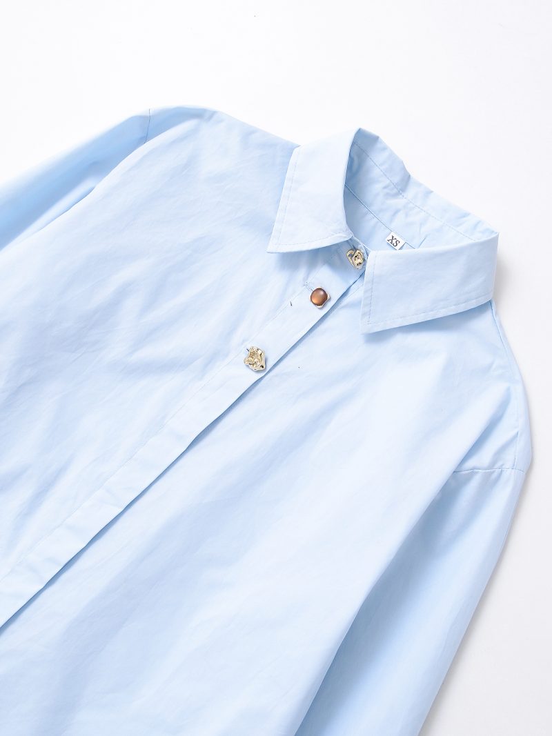 Stylish Poplin Shirt with Decorative Buttons Women - Image 2