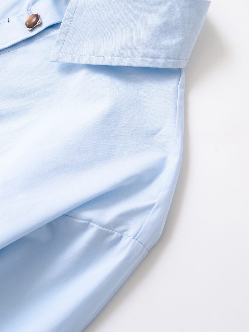Stylish Poplin Shirt with Decorative Buttons Women - Image 3