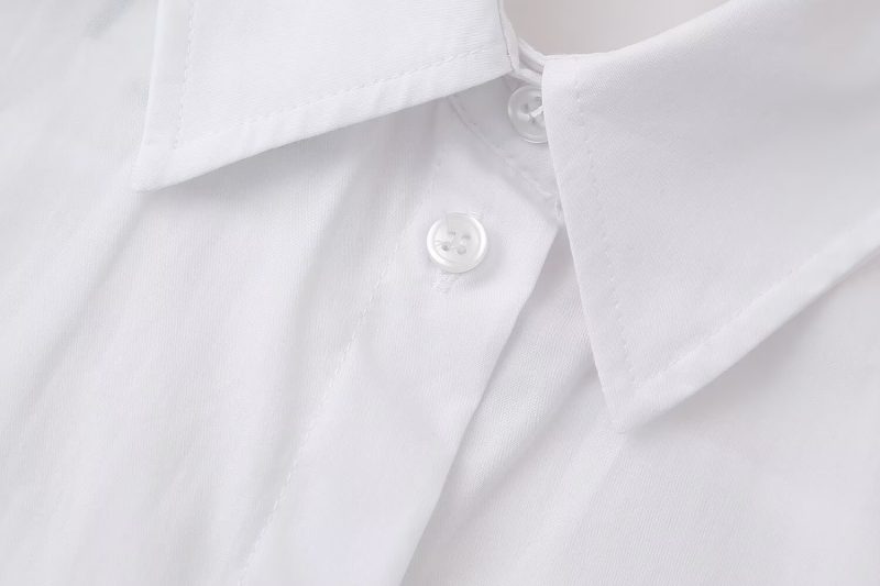 Women’s Loose Poplin Shirt with Rivets - Image 4
