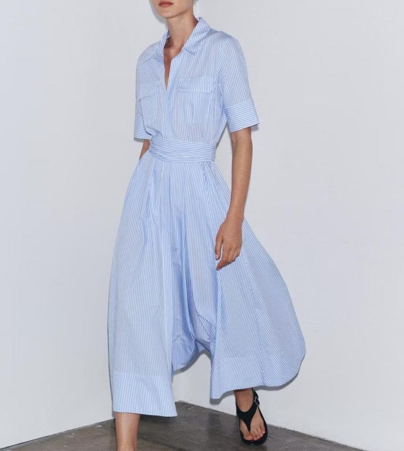 Women’s Minimalist Poplin Button-Up Shirt Dress