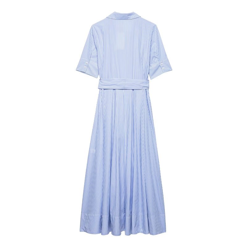 Women’s Minimalist Poplin Button-Up Shirt Dress - Image 4