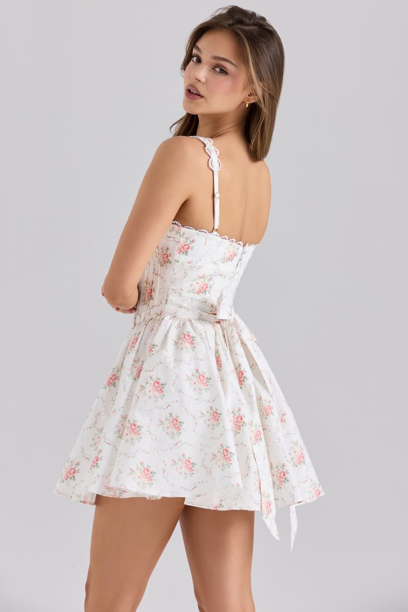Sweet Rose Print Bow Lace Slip Dress - Image 2