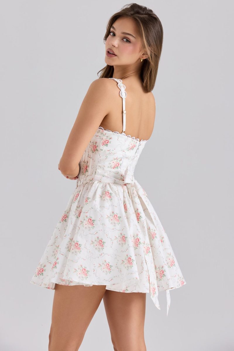 Sweet Rose Print Bow Lace Slip Dress - Image 2