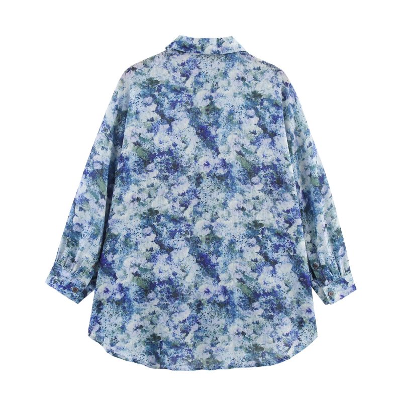 Women’s Loose Fit Summer Button Down Blouse - Image 2