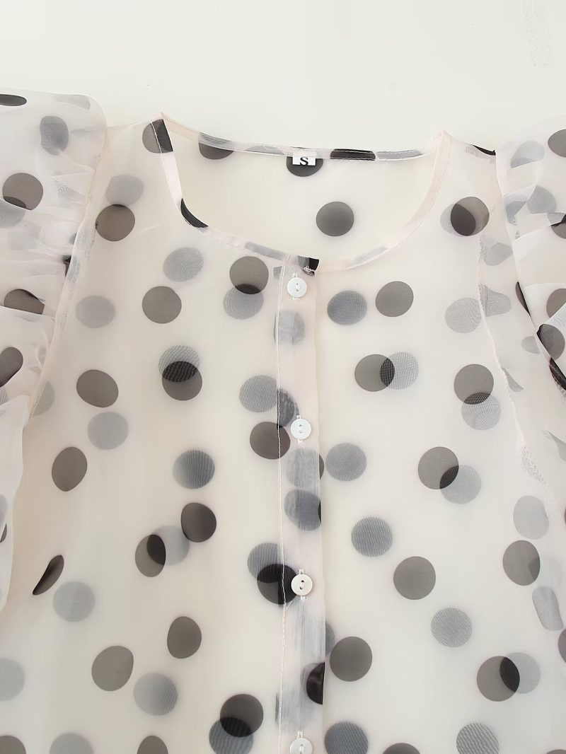 Summer Polka Dot Organza Blouse for Women - Image 3