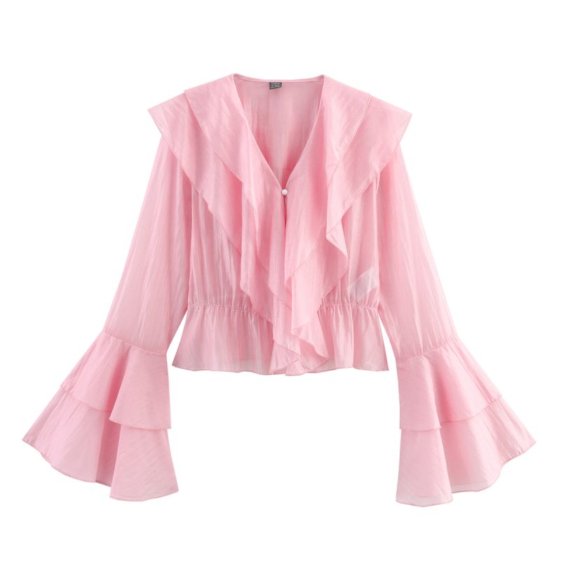 Chiffon Tencel Cotton Multi-Layer Summer Blouse - Image 2