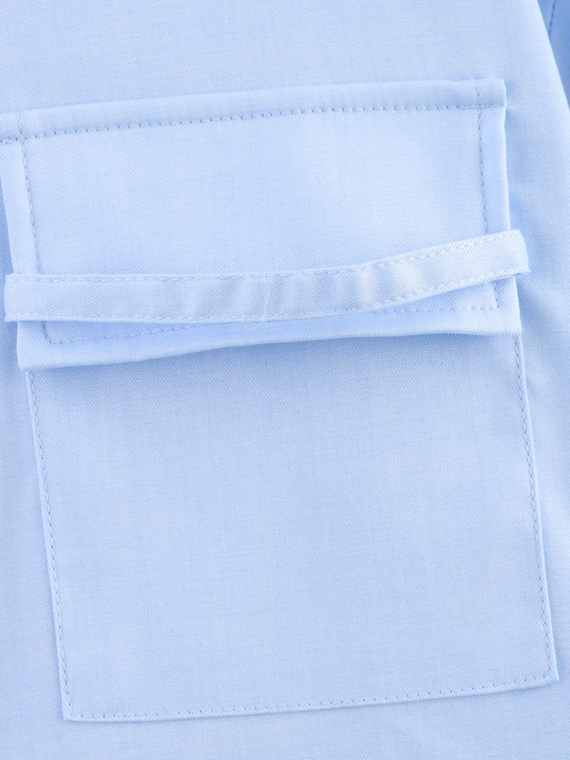 Autumn Blue Shell Button Loose Shirt Women - Image 4