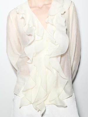 Elegant Laminated Design Long Sleeve Shirt Women