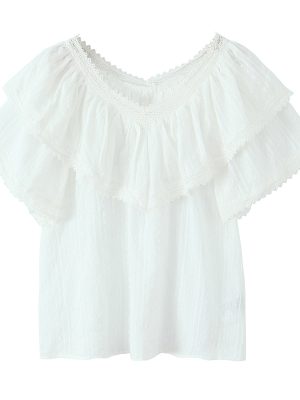 Summer Sweet Loose Fit Lace Trim Shirt