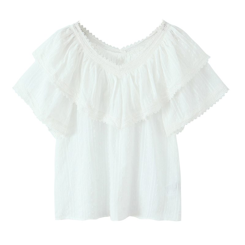 Summer Sweet Loose Fit Lace Trim Shirt