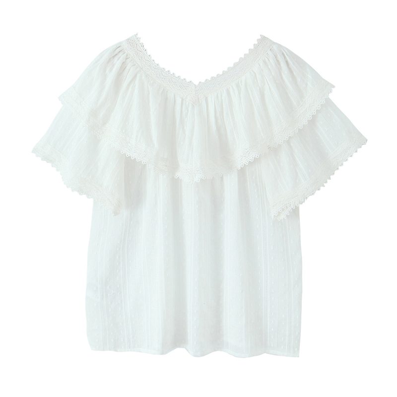Summer Sweet Loose Fit Lace Trim Shirt - Image 2