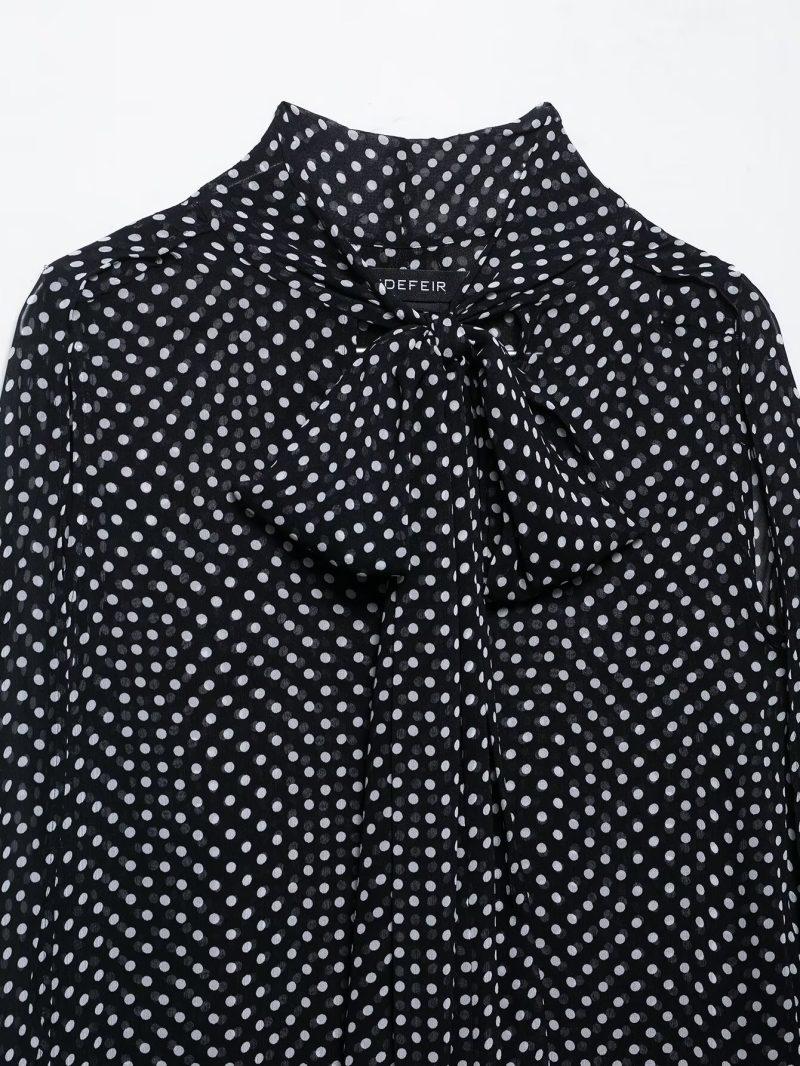 Summer Vintage Polka Dot Decorative Cape Blouse - Image 4