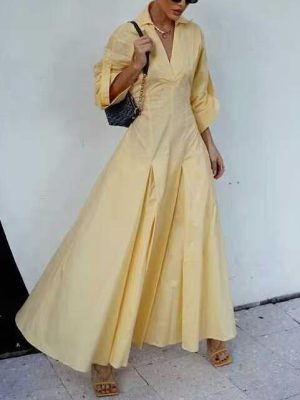 Spring Summer Elegant Women's Trench Shirt Dress