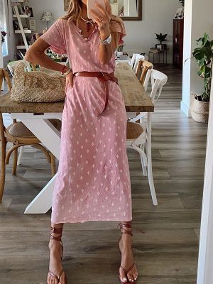Casual Slimming V Neck Printed Summer Dress
