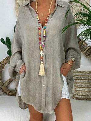 Women's Bamboo Fabric Long Sleeve Solid Shirt
