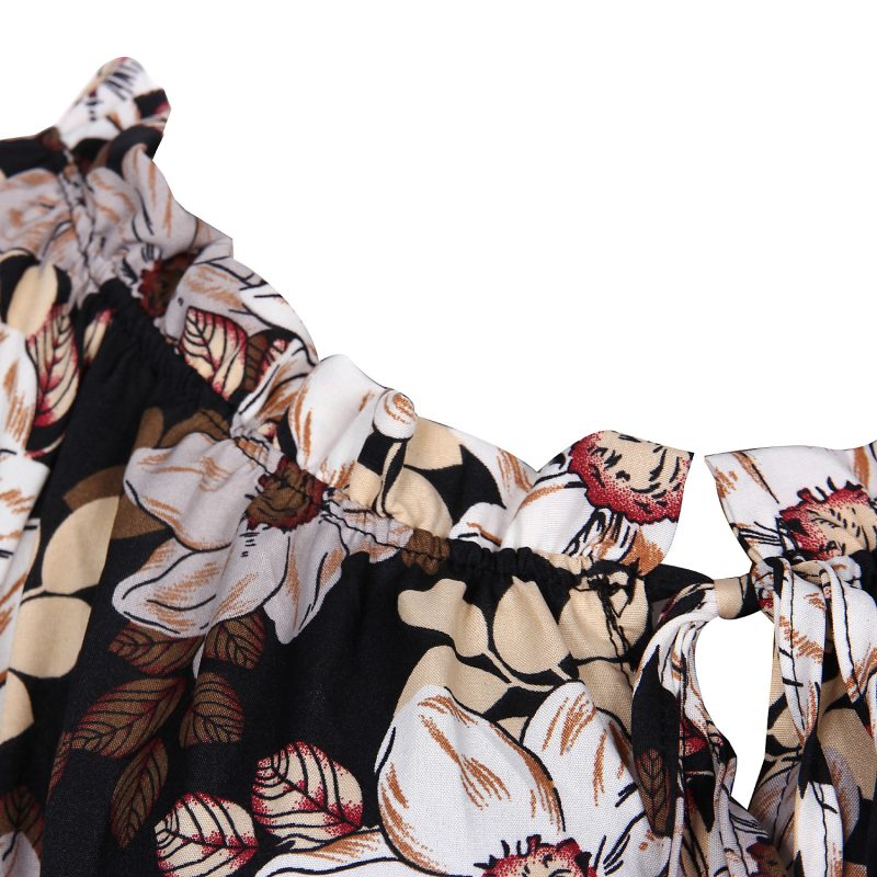 Floral Strapless Bell Sleeve Vacation Dress - Image 4