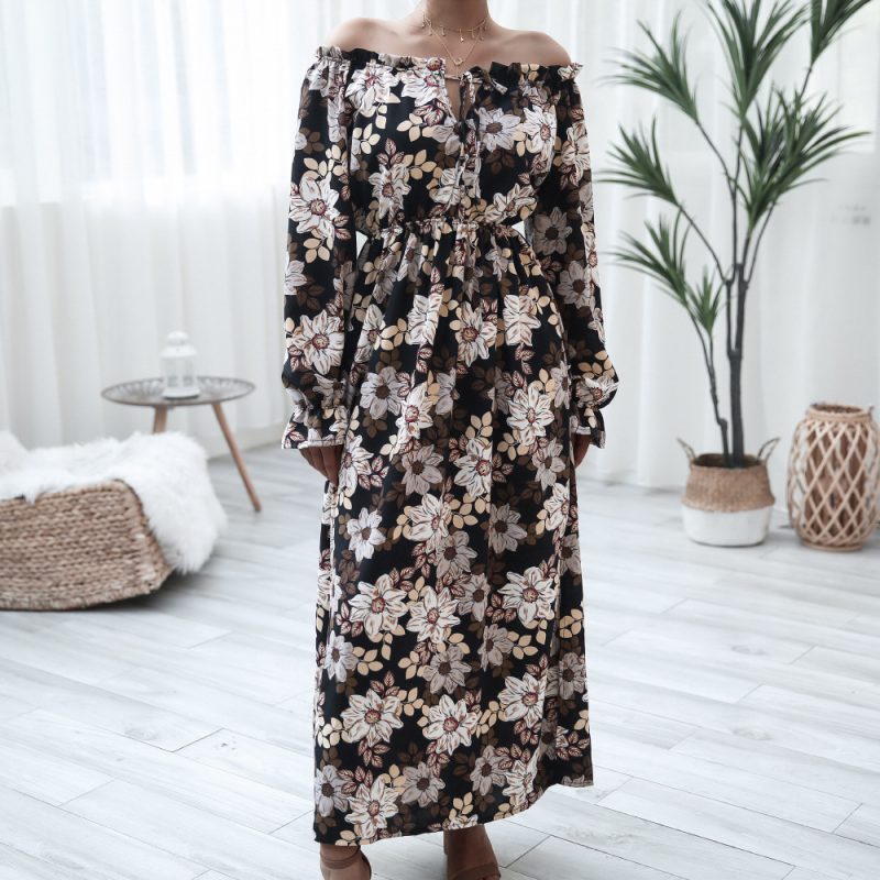 Floral Strapless Bell Sleeve Vacation Dress - Image 2