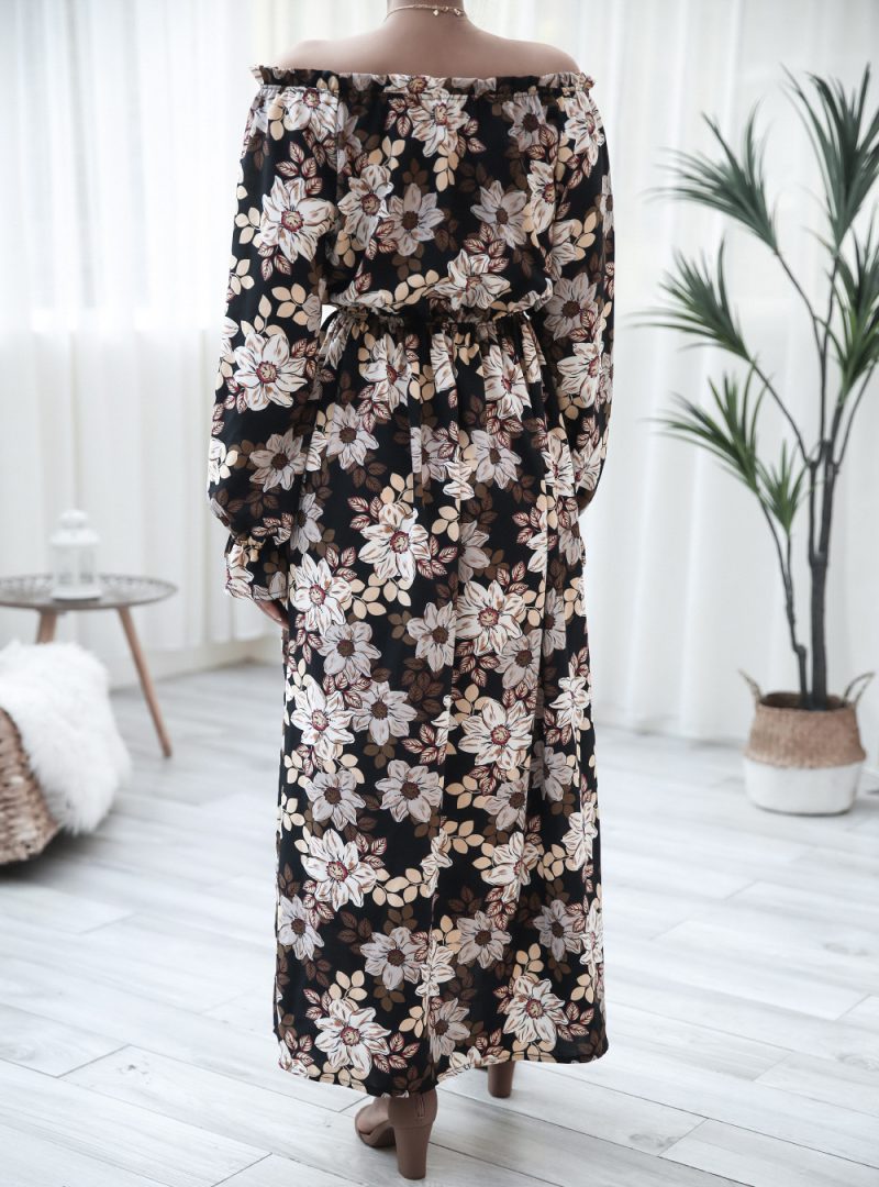 Floral Strapless Bell Sleeve Vacation Dress - Image 3