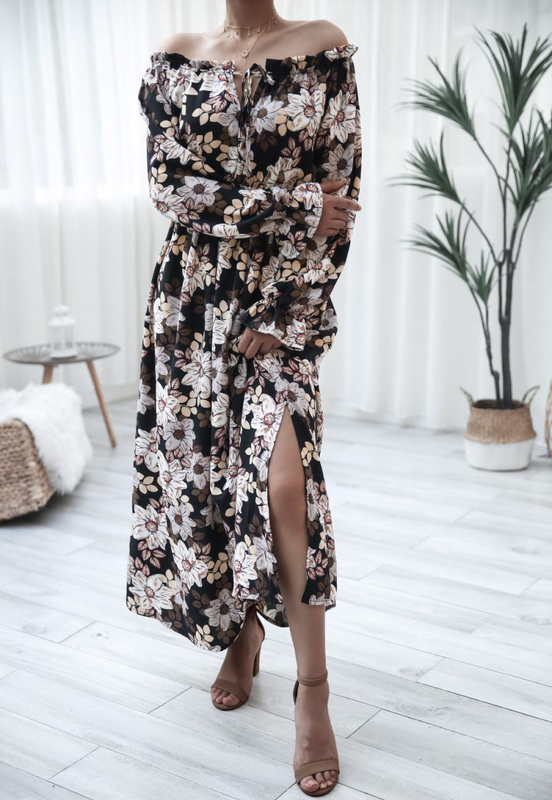 Floral Strapless Bell Sleeve Vacation Dress